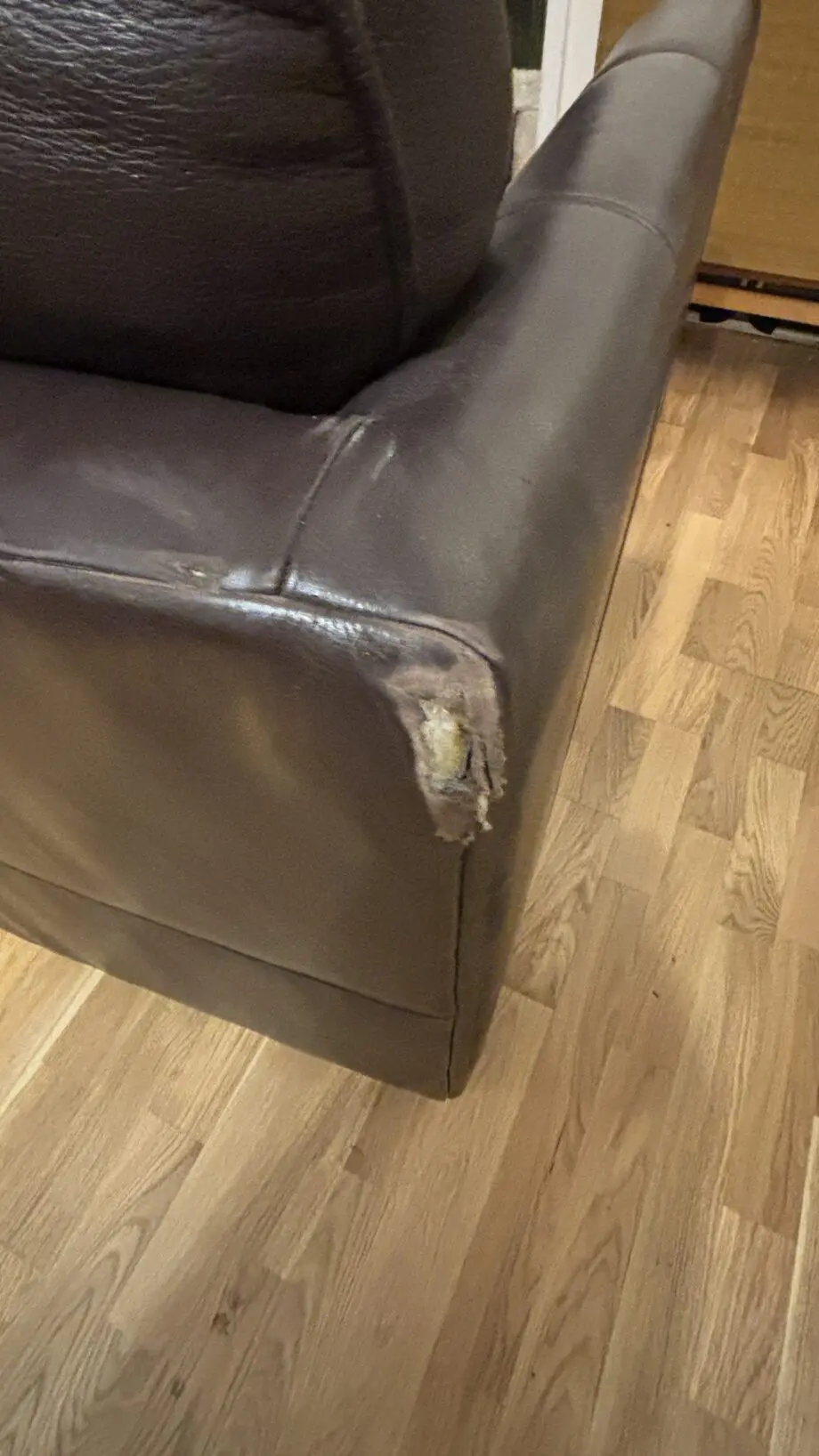 Twin brown real leather sofas