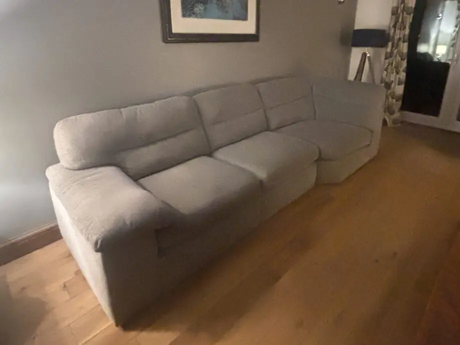 Oak furniture land corner grey sofa