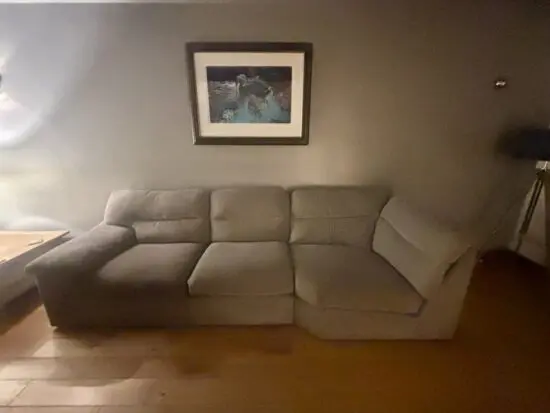 Oak furniture land corner grey sofa