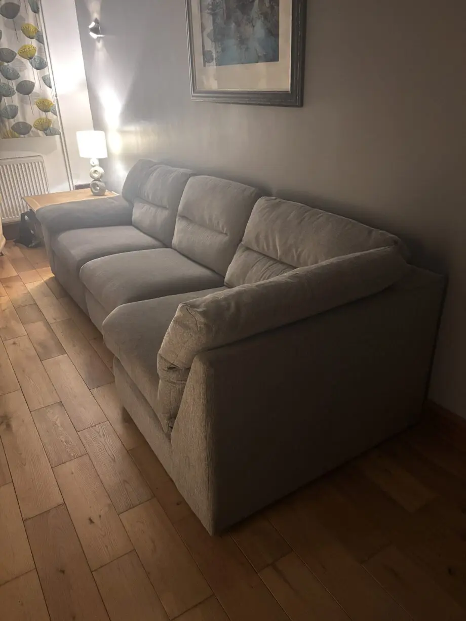 Oak furniture land corner grey sofa