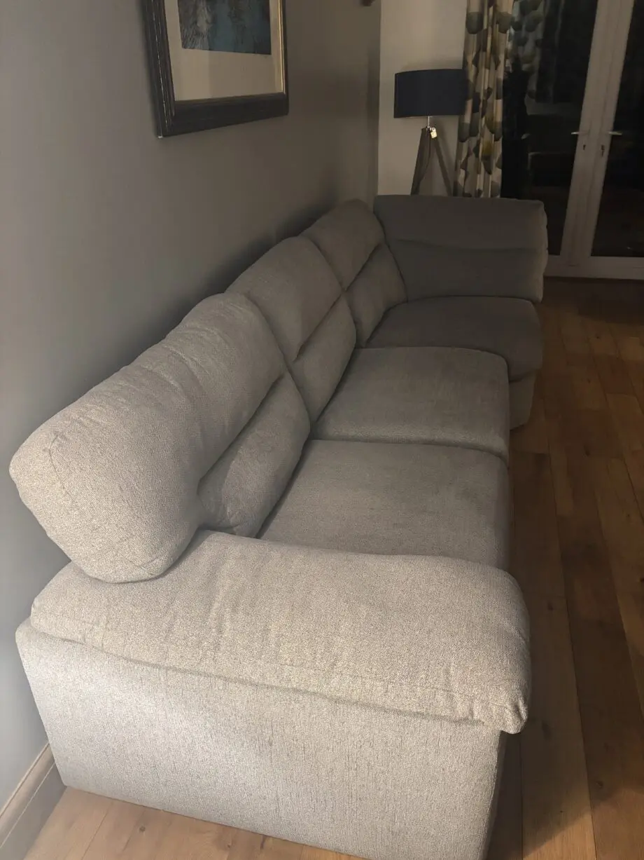 Oak furniture land corner grey sofa