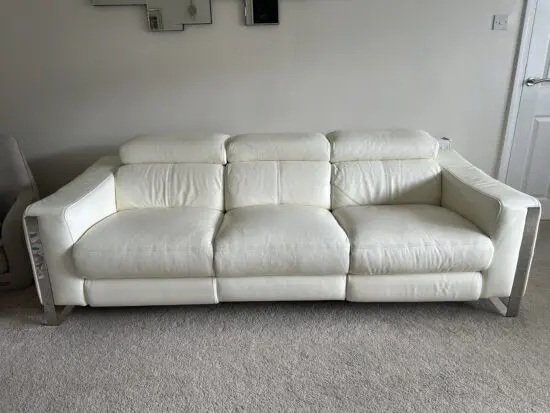 Sofology Ivory leather recliner sofa