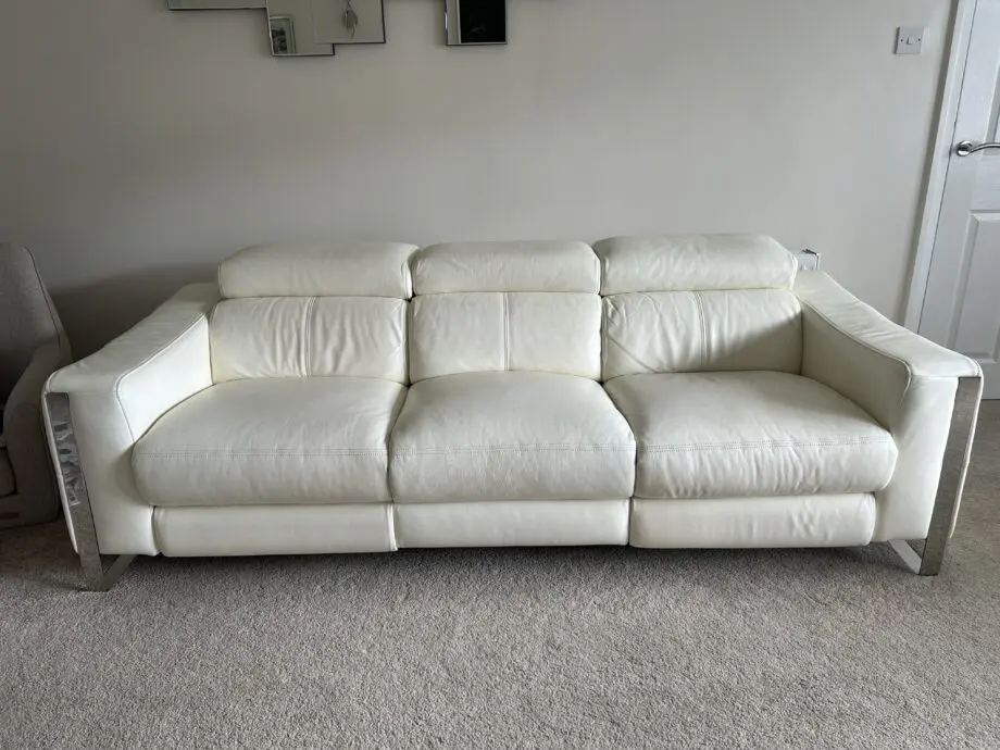 Sofology Ivory leather recliner sofa