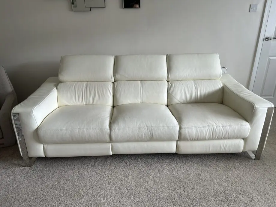 Sofology Ivory leather recliner sofa