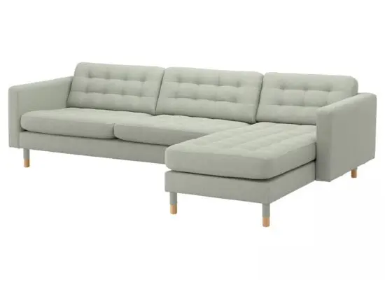 Ikea 4-seat sofa, with chaise longue/Gunnared light green/wood