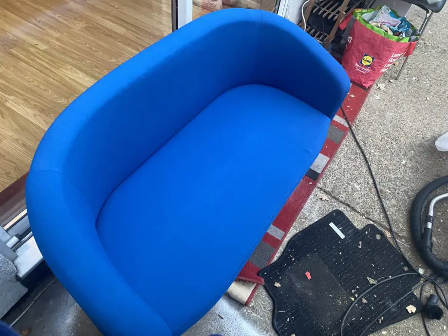 Four 4 Square 2 Seater Corby Tub Sofa Blue Fabric Excellent Condition