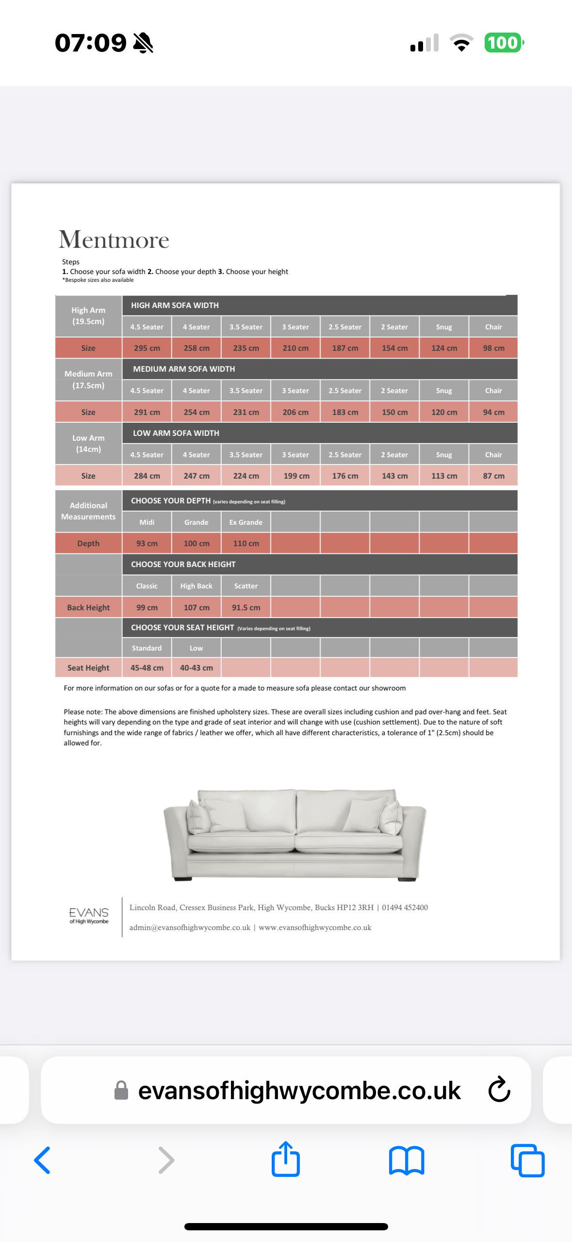 Evans of High Wycombe luxury 3.5 seater sofa