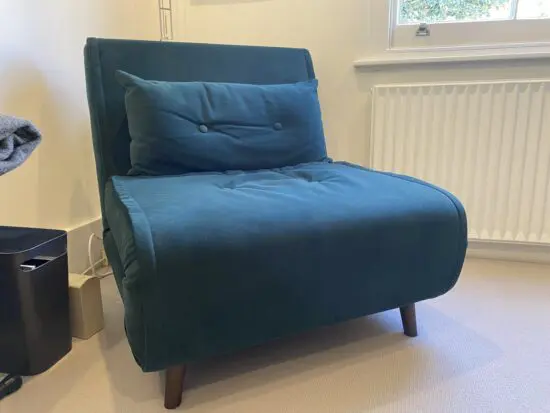 Made 1 seater green velvet sofabed