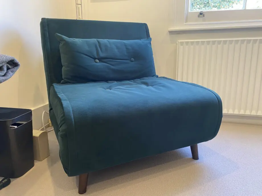 Made 1 seater green velvet sofabed