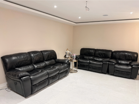 Black Sofa Set with 3 and 2 seater and single