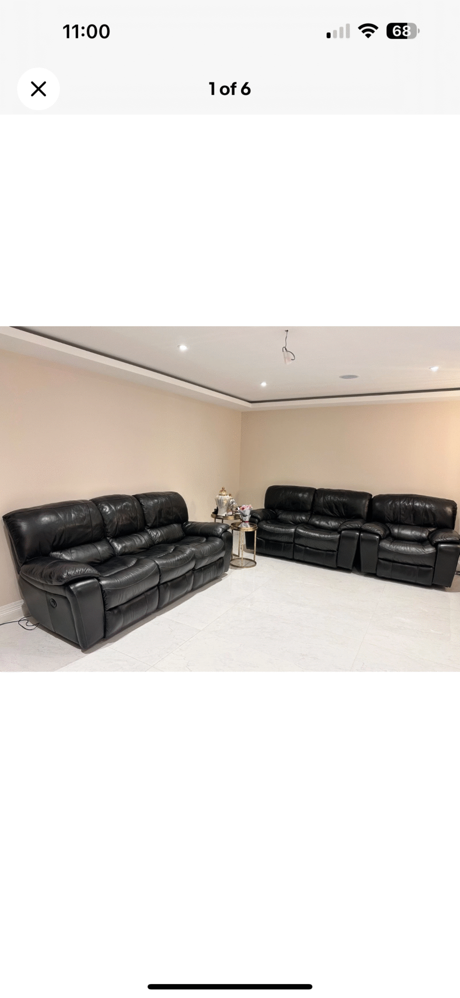 Black Sofa Set with 3 and 2 seater and single