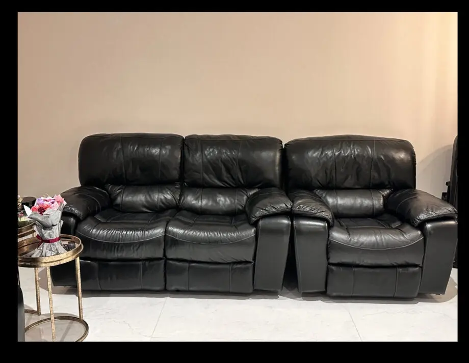 Black Sofa Set with 3 and 2 seater and single