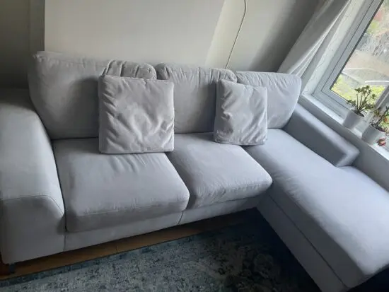 Furniture & choice Grey three seater L shape sofa