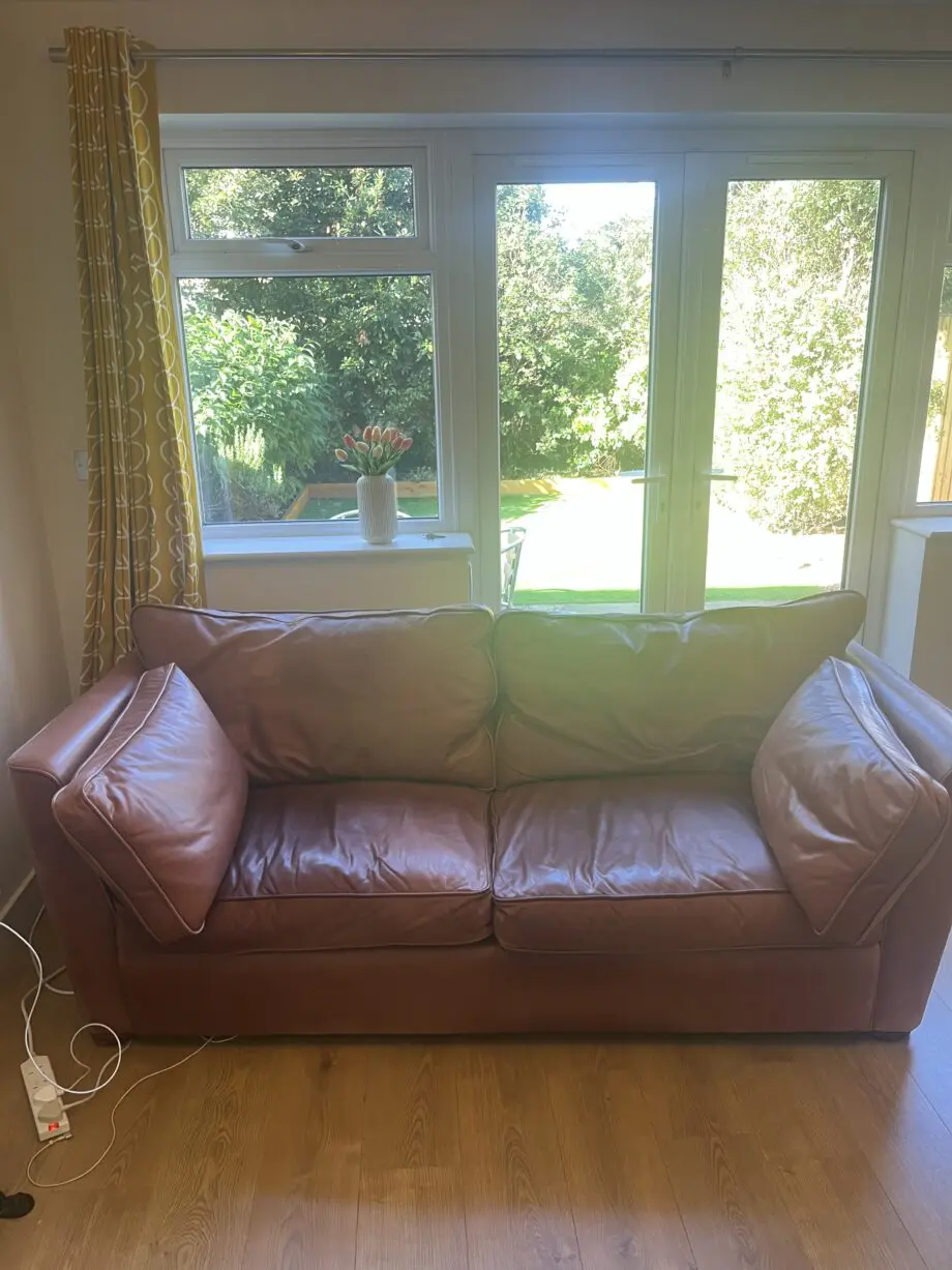 Brown leather 3 seater sofa