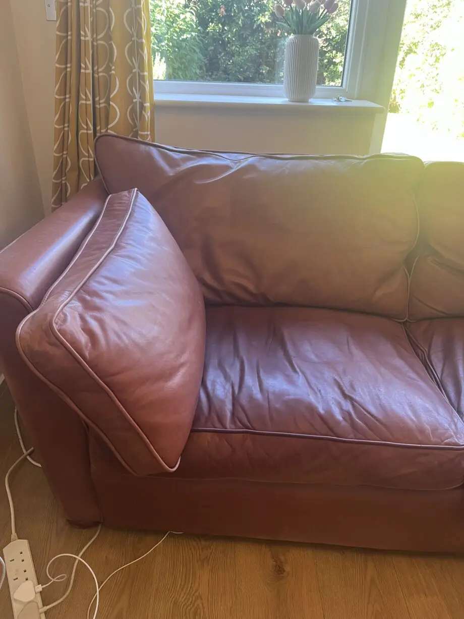 Brown leather 3 seater sofa