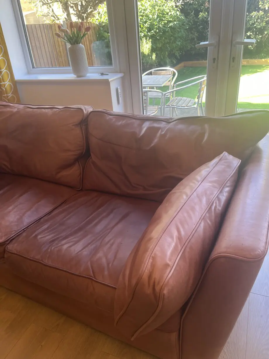 Brown leather 3 seater sofa