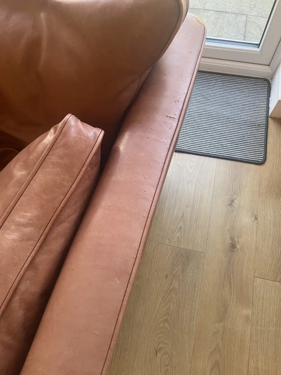 Brown leather 3 seater sofa
