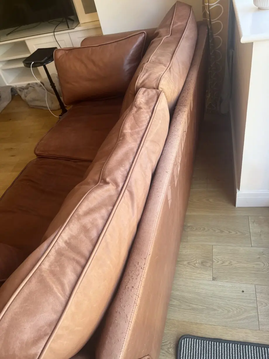 Brown leather 3 seater sofa