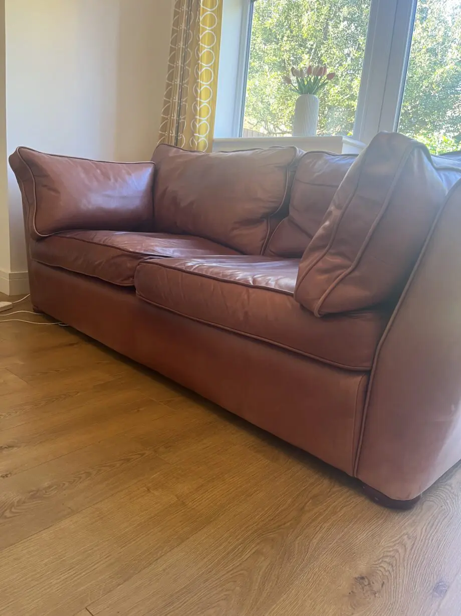 Brown leather 3 seater sofa