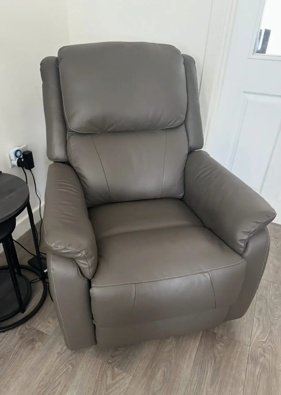 Leather powered recliner chair