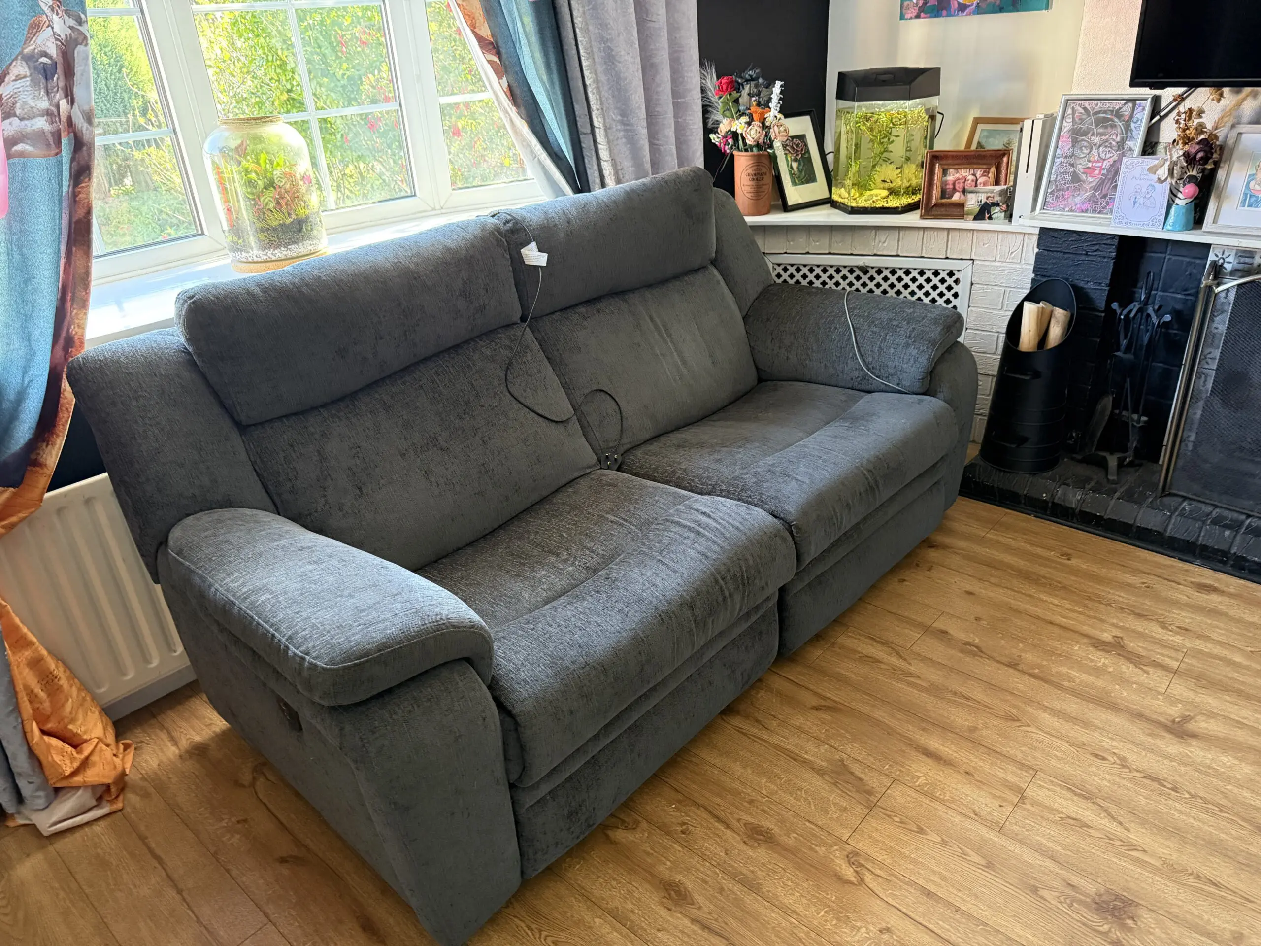 DFS grey Barrett power recliner