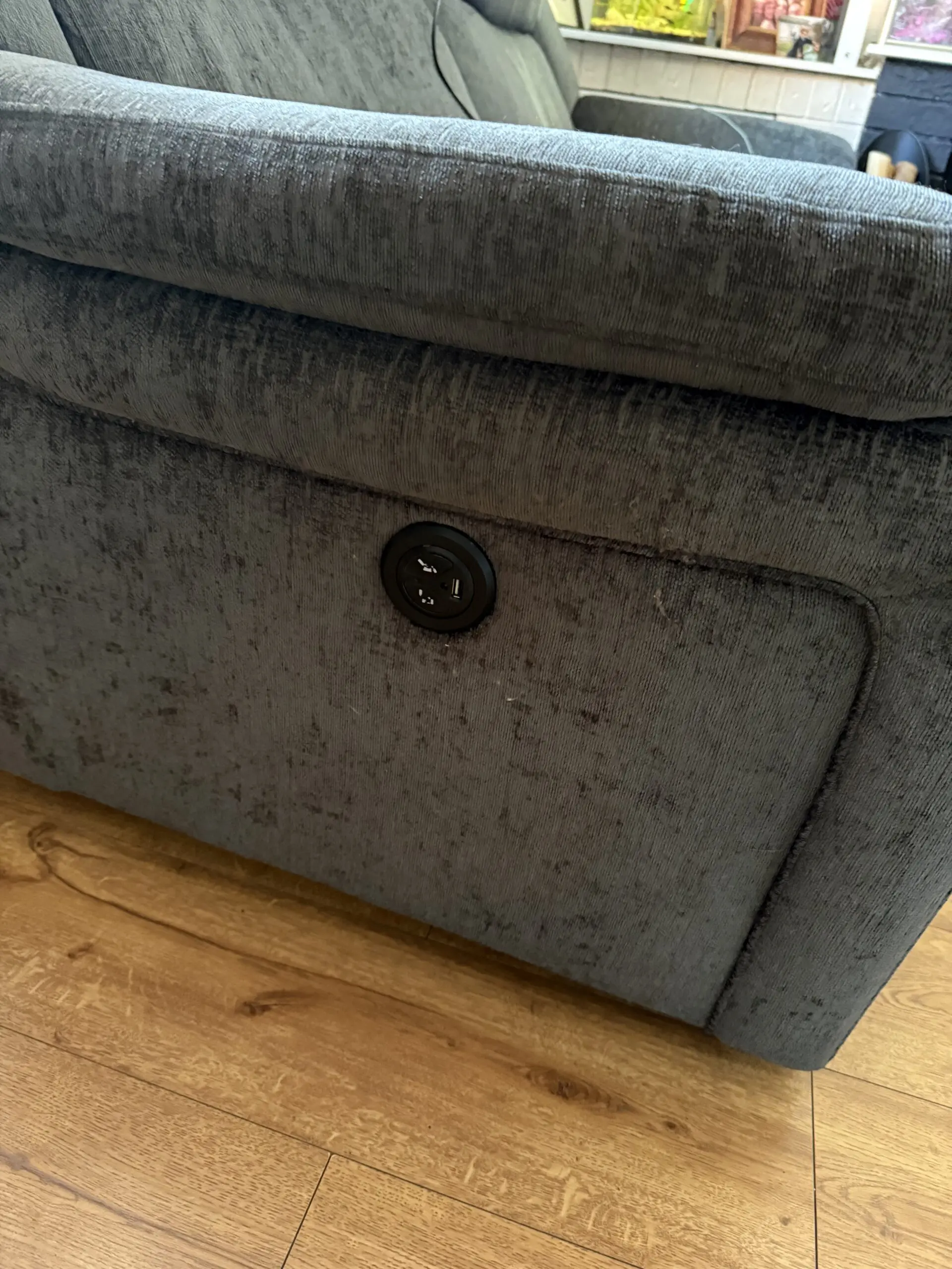 DFS grey Barrett power recliner