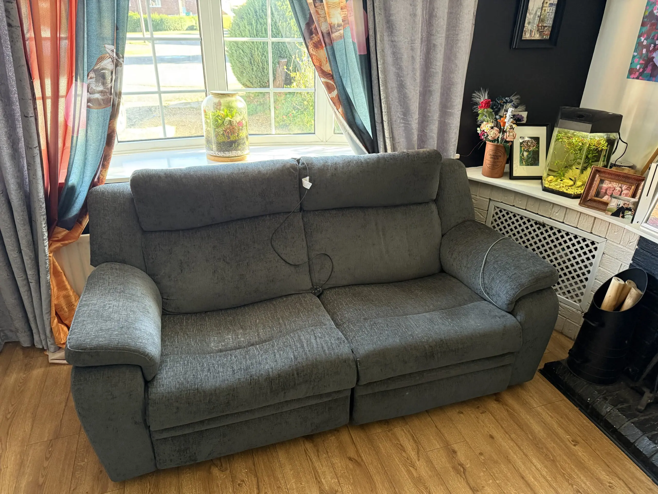 DFS grey Barrett power recliner