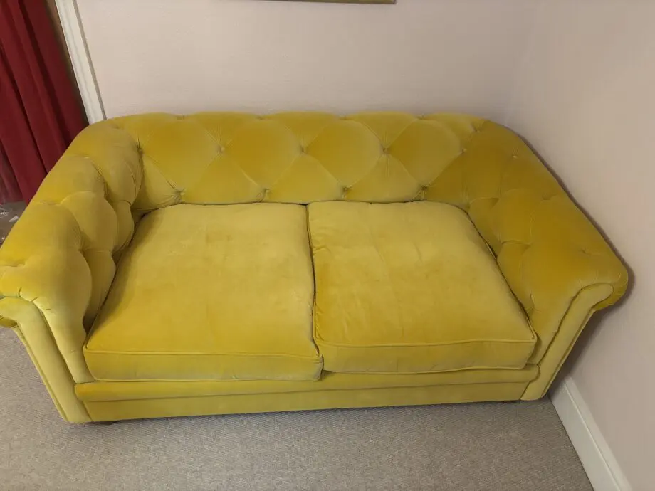 Yellow Velvet 2 Seater Sofa Bed