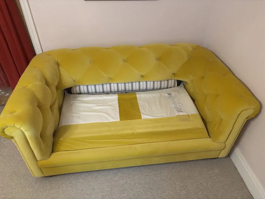 Yellow Velvet 2 Seater Sofa Bed