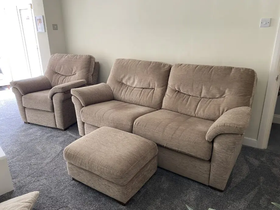 Furniture village G plan sofa, chair , footstool