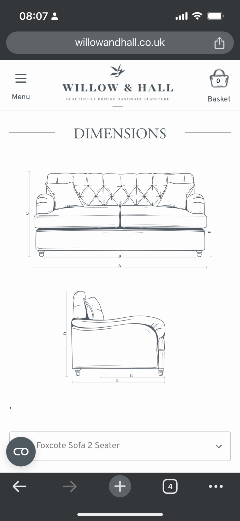 2 x willow and hall navy velvet cushion less sofas