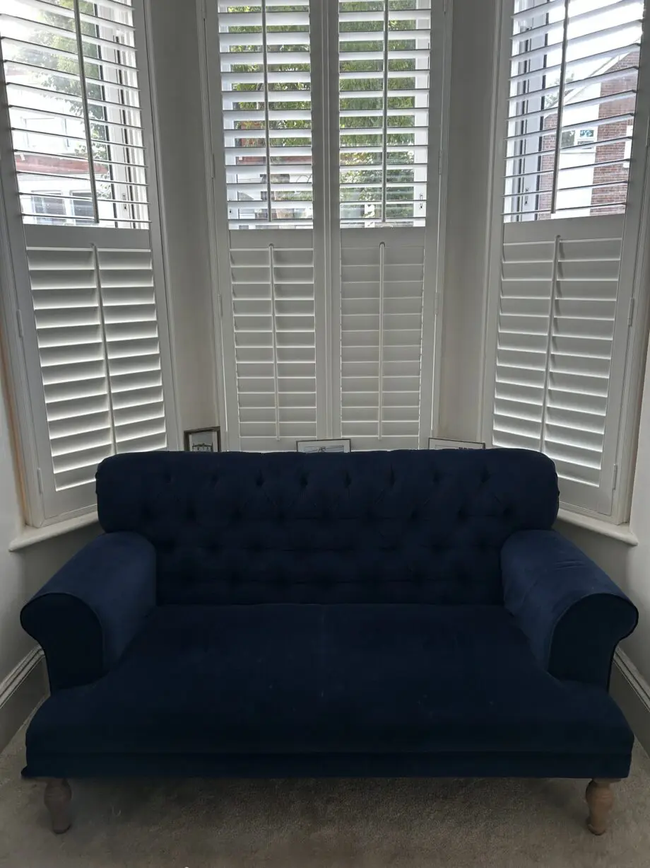 2 x willow and hall navy velvet cushion less sofas