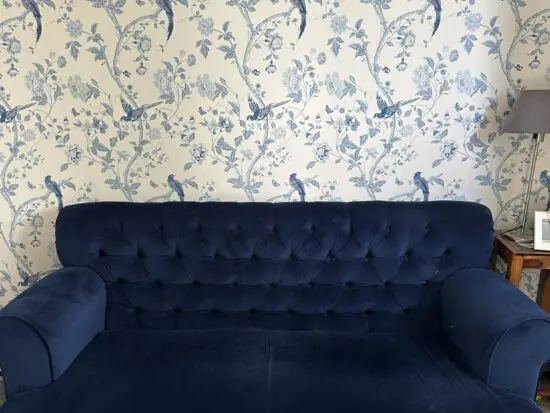 2 x willow and hall navy velvet cushion less sofas