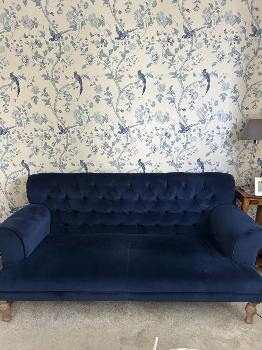 2 x willow and hall navy velvet cushion less sofas