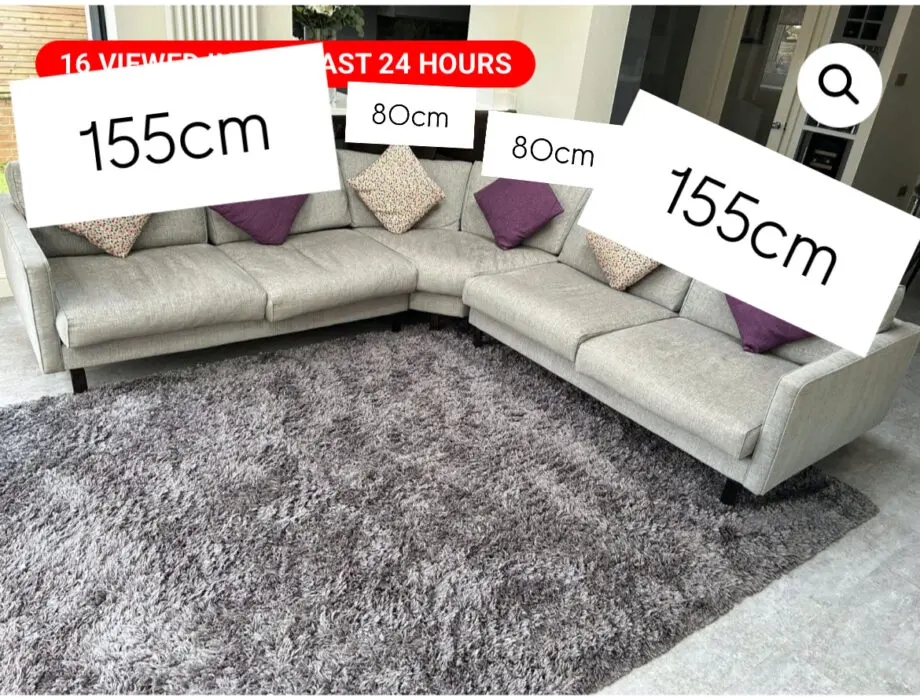 Corner Shape Grey Fabric Sofa. MOSO from Redbrik