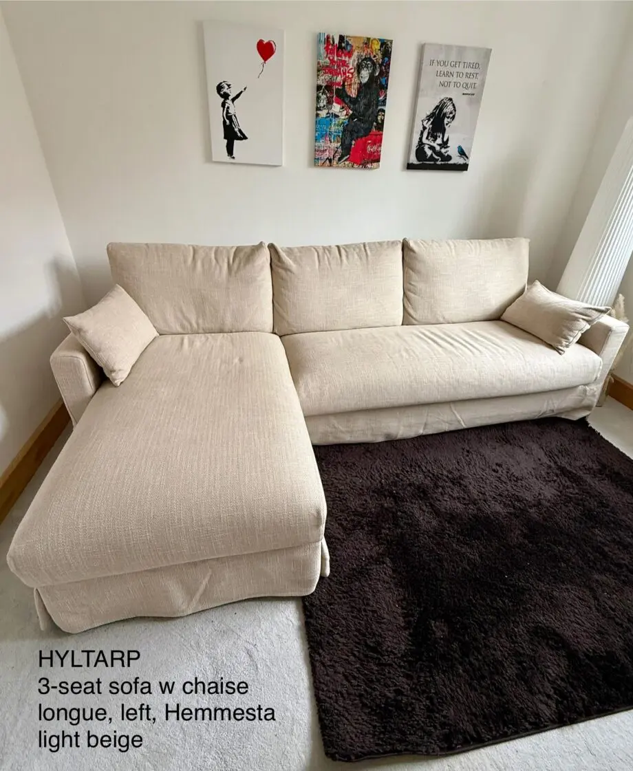 IKEA HYLTARP 3-seat sofa w chaise longue, left, for sale
