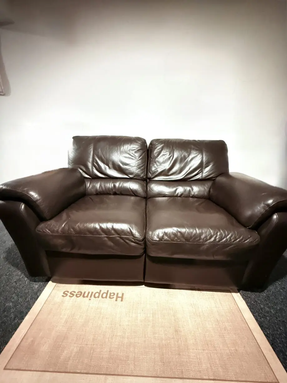 Electric Recliner Sofa Couch Dark Brown Leather, 2-Seater