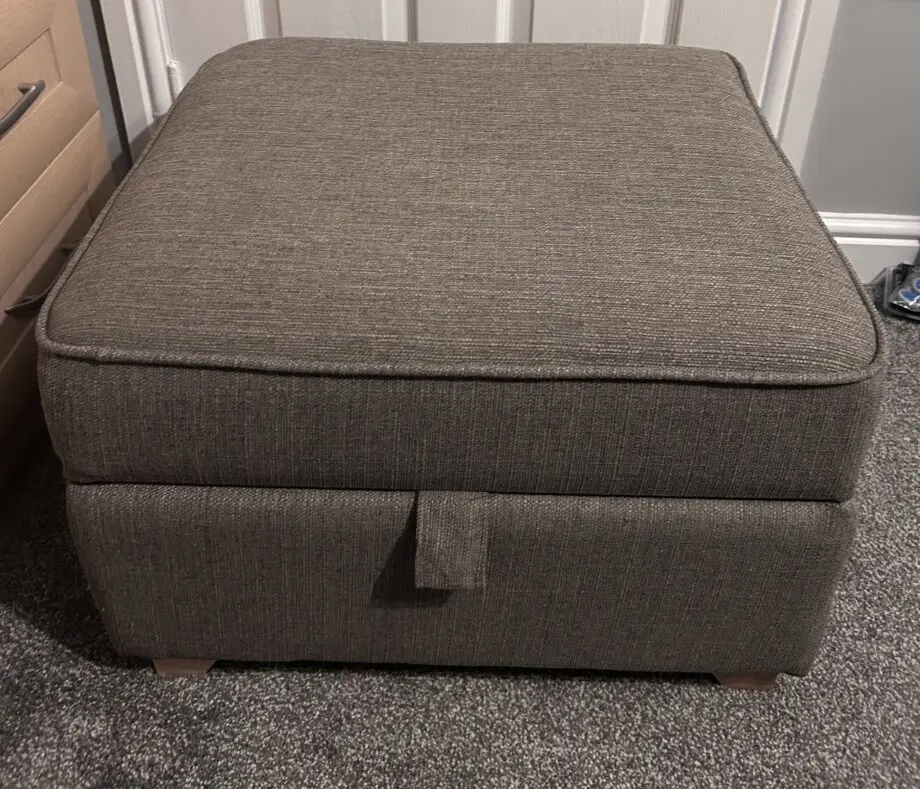 DFS Taupe 3 seater sofa & storage foot stool
