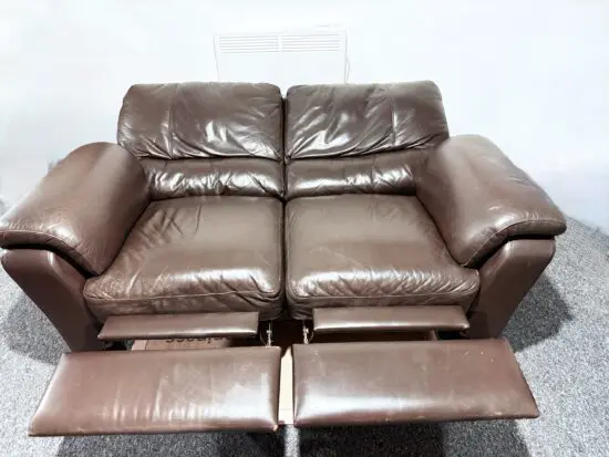 Electric Recliner Sofa Couch Dark Brown Leather, 2-Seater