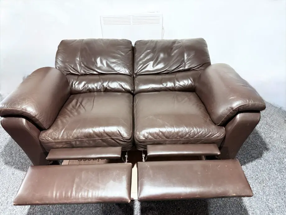 Electric Recliner Sofa Couch Dark Brown Leather, 2-Seater