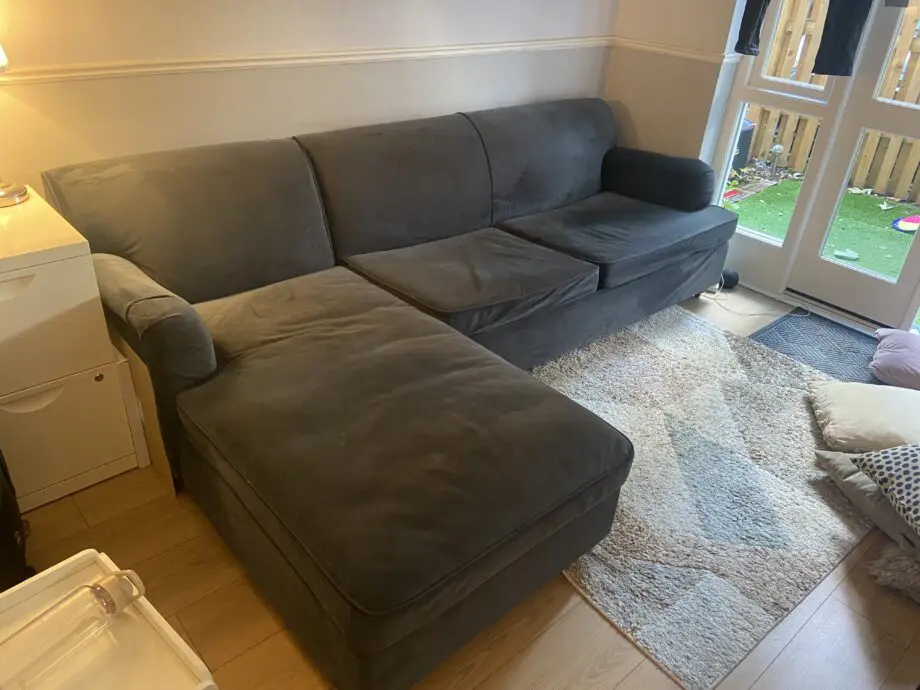MADE.COM dark blue Orson LHF Chaise End Corner Sofa Bed