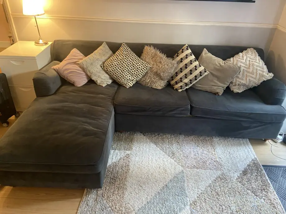MADE.COM dark blue Orson LHF Chaise End Corner Sofa Bed