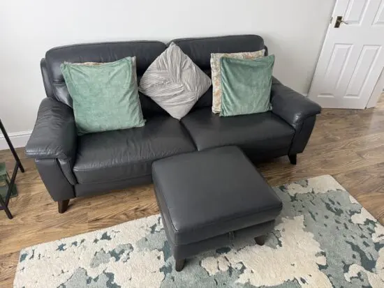 DFS Dark Grey 3 Seater Sofa & Electric Recliner Chair + USB Port & Matching Storage Footstool …