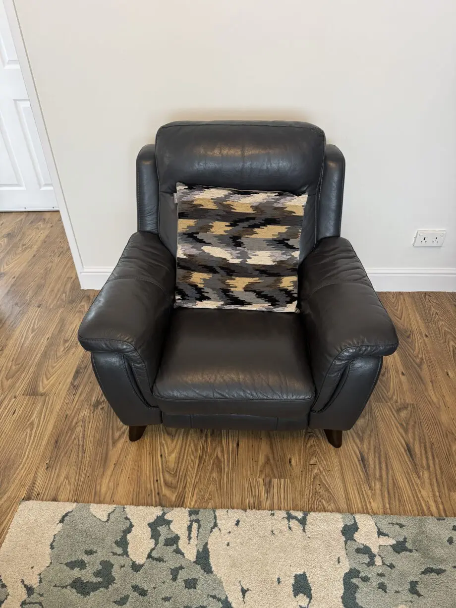 DFS Dark Grey 3 Seater Sofa & Electric Recliner Chair + USB Port & Matching Storage Footstool …