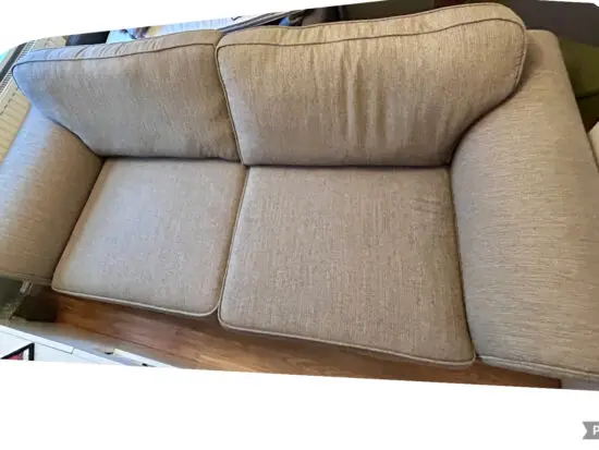DFS Taupe 3 seater sofa & storage foot stool