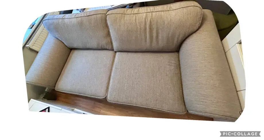 DFS Taupe 3 seater sofa & storage foot stool