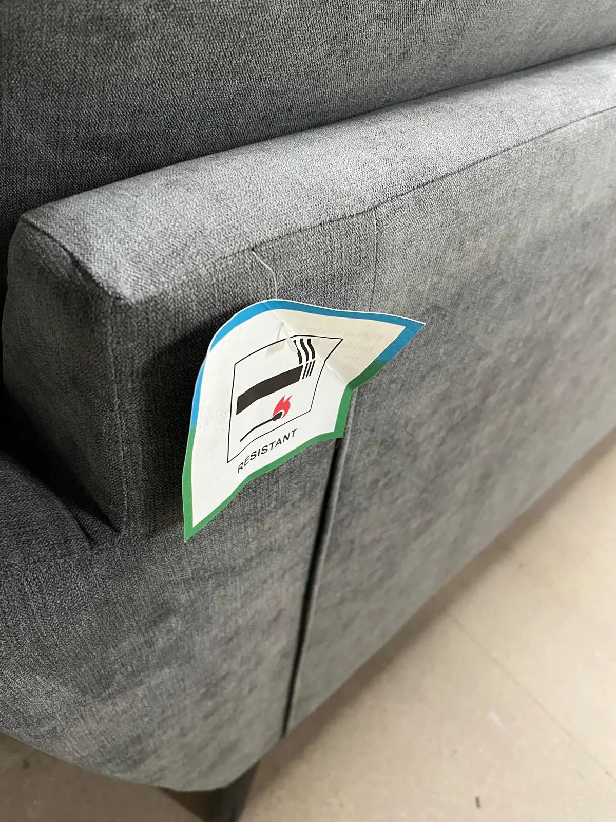 Grey 2 Seater Fabric Sofa with Dark Wooden Legs