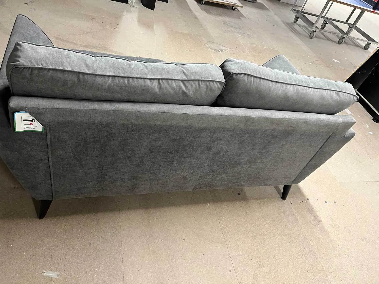 Grey 2 Seater Fabric Sofa with Dark Wooden Legs