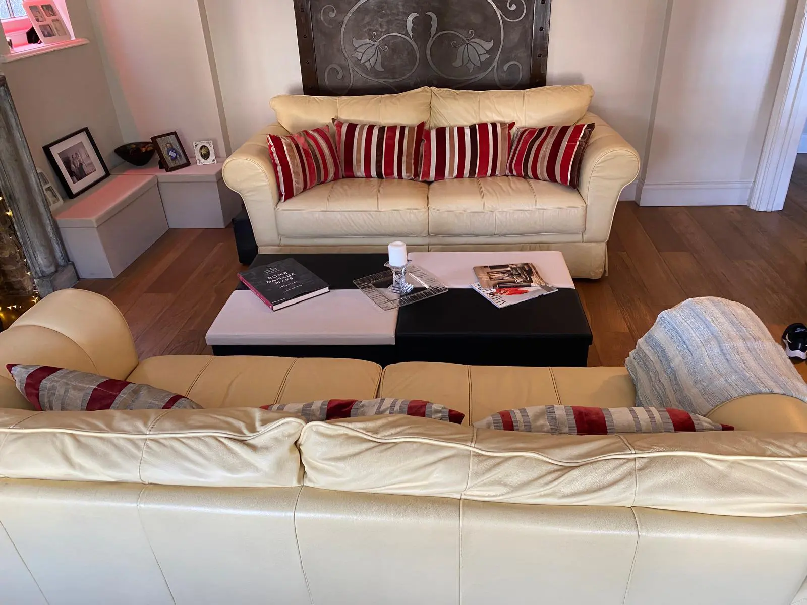 John lewis cream/ beige real leather sofas