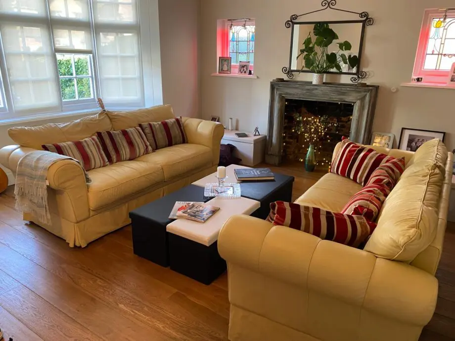 John lewis cream/ beige real leather sofas